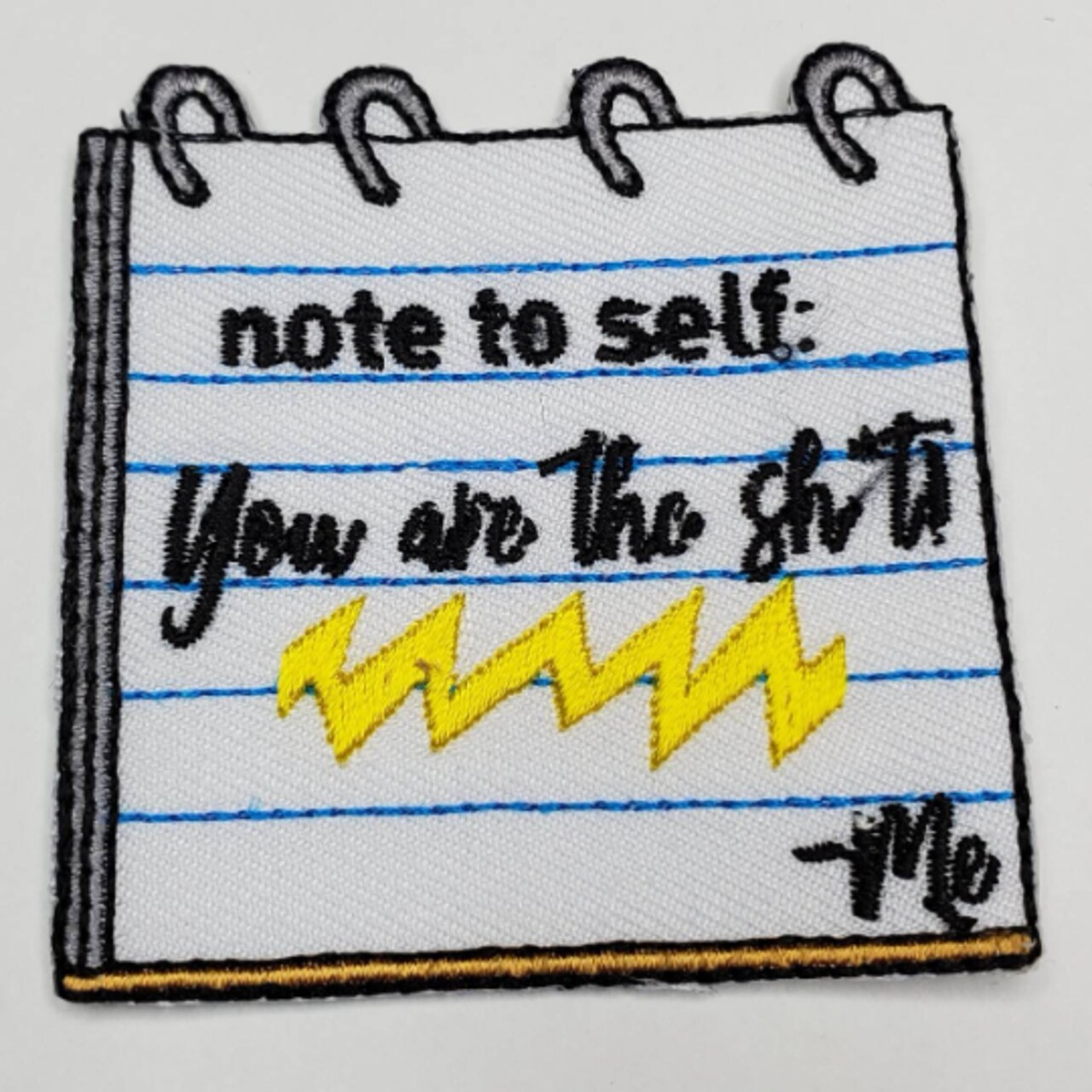 "Note to Self", DIY Notepad, Cool Novelty Patch, Embroidered Applique Iron On Patch, Size 2"x2" inches